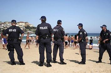 Police on the beach in Bondi Beach, Australia.