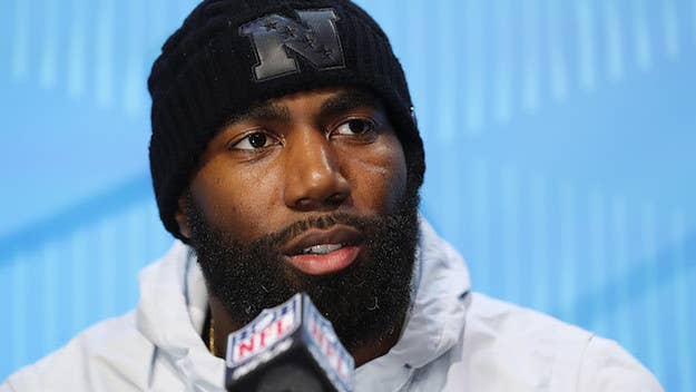 Instead of talking to the media on Wednesday, Malcolm Jenkins held up a number of signs about racial injustice in an effort to get his point across.