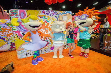 Fans pose for photos with characters from Nickelodeon's 'Rugrats' cartoon.