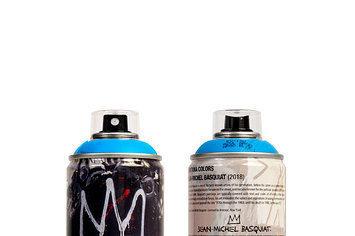 Red Jean Michel Basquiat spray paint can for Beyond The Streets.