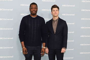 Michael Che and Colin Jost attend the 2018 NBCUniversal Upfront Presentation