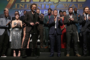 Actor Robert Downey Jr. and cast & crew of 'Avengers: Infinity War.'