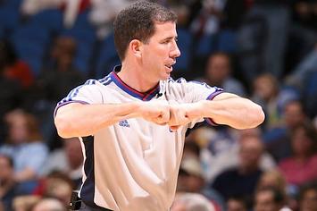 Referee Tim Donaghy #21 makes a call during the game.