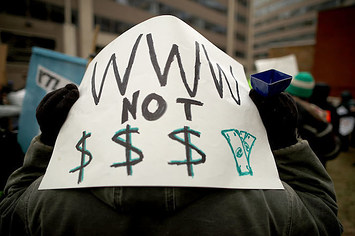 A sign at a net neutrality repeal protest.