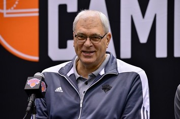 Phil Jackson speaks at a press conference.