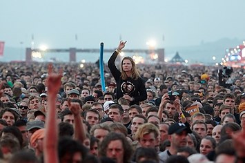 Fans listen to US band Deftones at the music festival Rock am Ring