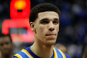 Lonzo Ball walks off the court for UCLA for the final time.