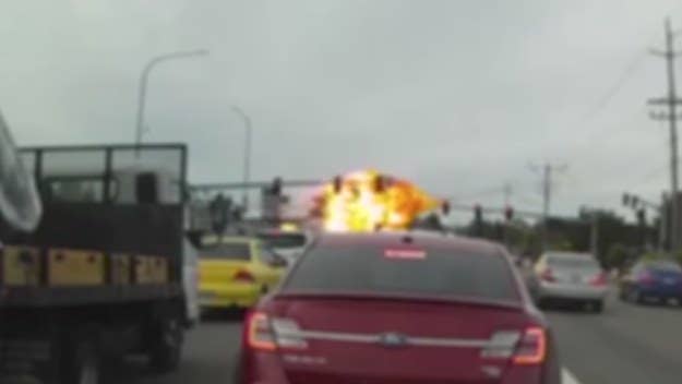 A dash cam captured a small plane's crash near a busy street in Mukilteo, Washington Tuesday. The pilot and passenger were not injured.