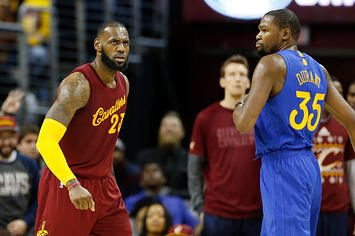 LeBron James and Kevin Durant during a game on Christmas Day 2016.