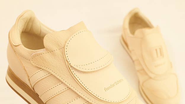 Adidas and Hender Scheme collaborate on a luxurious micropacer in raw leather.