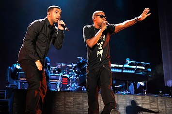 Jay Z and Drake perform at Yankee Stadium on September 15, 2010