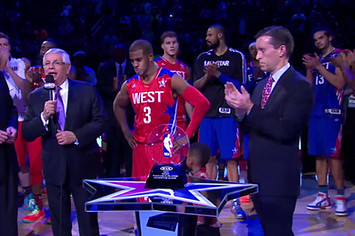 David Stern and Chris Paul during 2013 NBA All Star Game