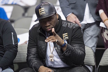 50 Cent sitting courtside.