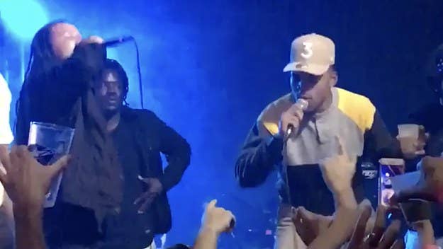 Chance ripped a "Drunk Mask Off" freestyle with King Louie at an afterparty in Columbus, Ohio. 