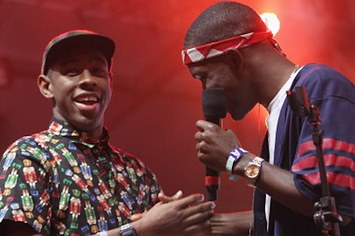 Tyler, The Creator (L) and Singer Frank Ocean perform onstage at the 2012 Coachella