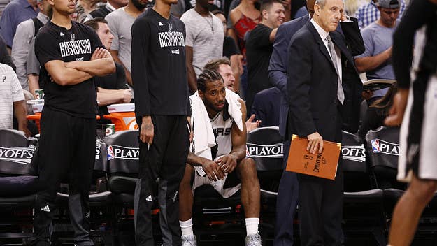 Manu Ginobili had 12 points for the Spurs and made the defensive play of the game. But it's Kawhi Leonard's status for Game 6 that's the real story.