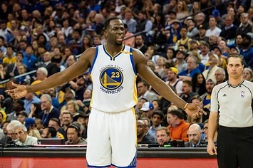 Draymond Green reacts to a call on the court.