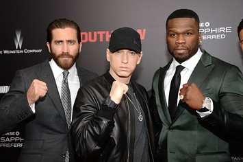 Eminem appears at the 'Southpaw' premiere.