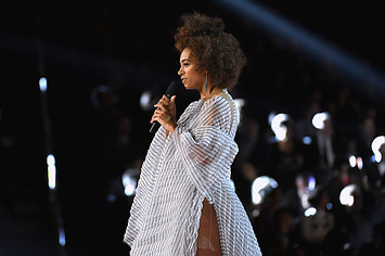Solange Knowles speaks onstage during The 59th GRAMMY Awards