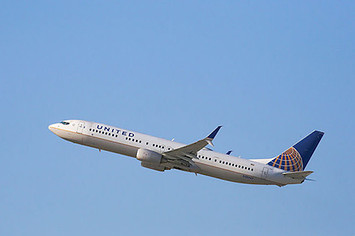 United Airlines flight taking off.