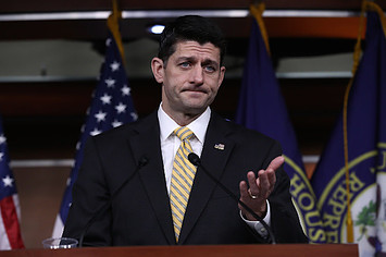 Paul Ryan (R WI) answers questions at the U.S. Capitol during a press conference