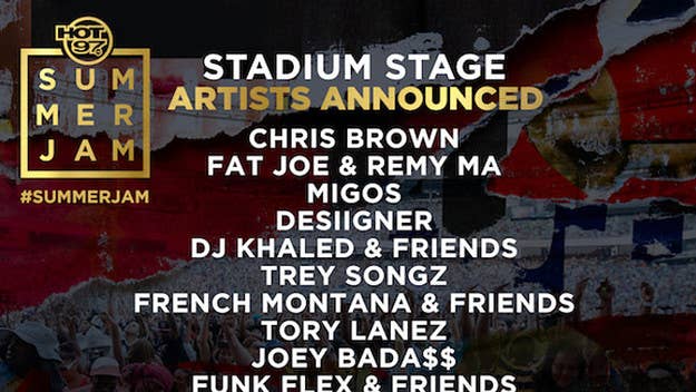 Hot 97 announced who will perform on the main stage at Summer Jam 2017, and names like Chris Brown, Joey Badass, and DJ Khaled will feature. 