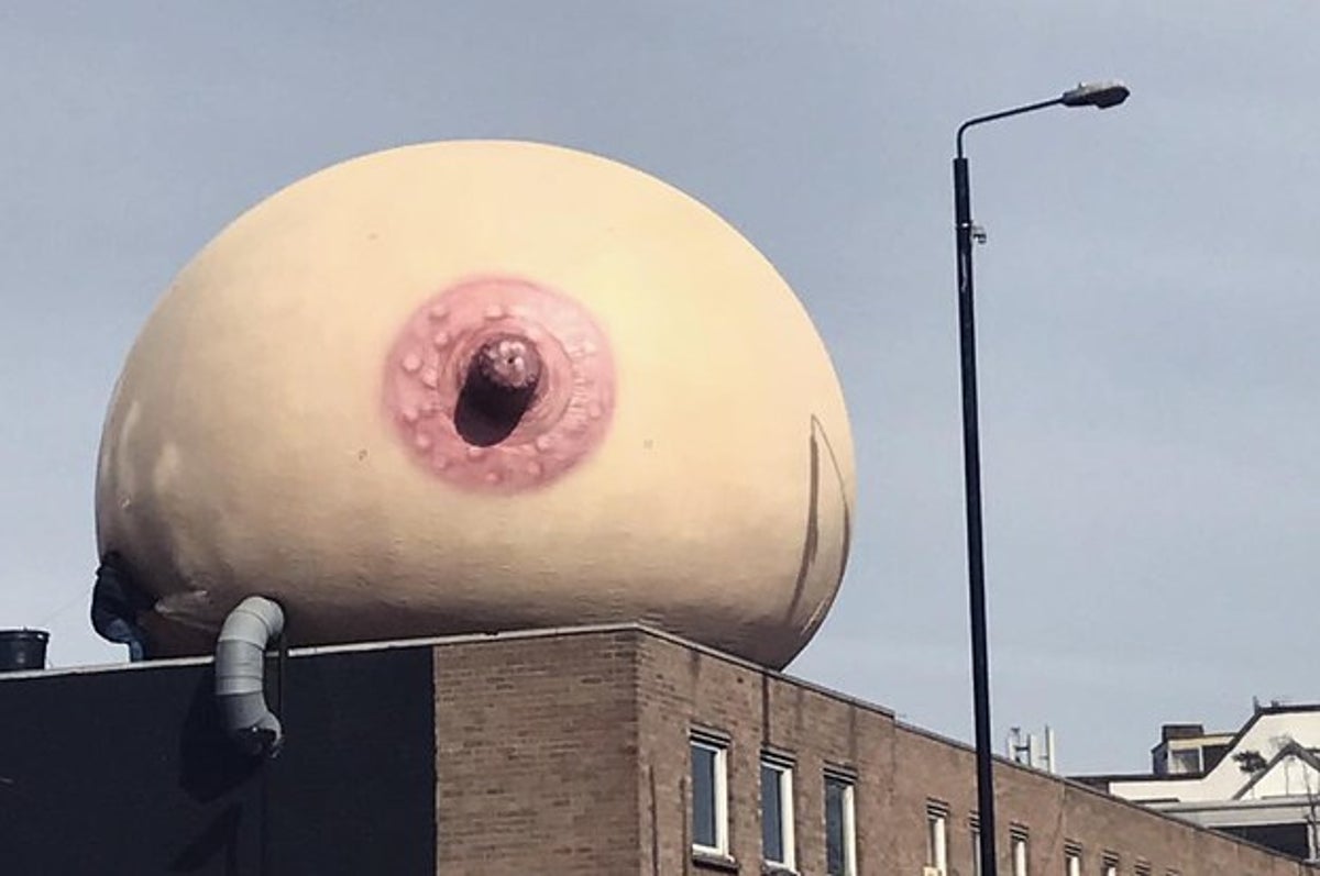Here's Why a Huge Inflatable Breast Is on a London Building