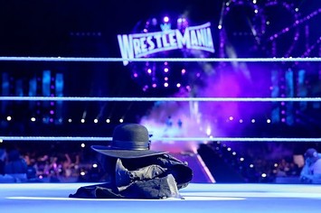 The Undertaker's gloves, hat, and jacket remain in the ring after WrestleMania 33.