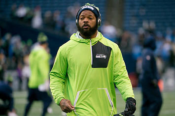 Michael Bennett prior to a 2017 playoff game.