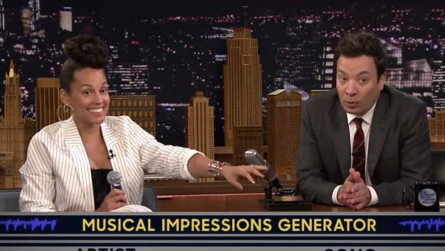 Alicia Keys gives impressions of Adele and Gwen Stefani a try on 'Tonight Show.'