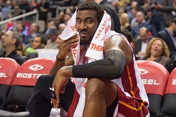 Amar'e Stoudemire sits on the bench during his time with the Heat.