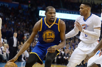 Kevin Durant and Russell Westbrook play against one another.