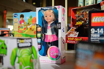 'My Friend Cayla' is displayed at the DreamToys toy fair