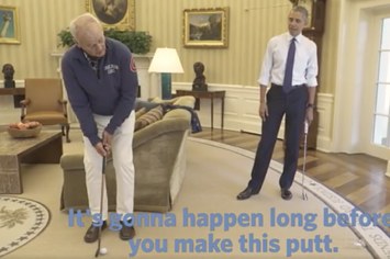 Bill Murray and Obama playing golf