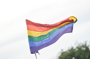 The rainbow flag is seen during the 2016 Electric Zoo Festival