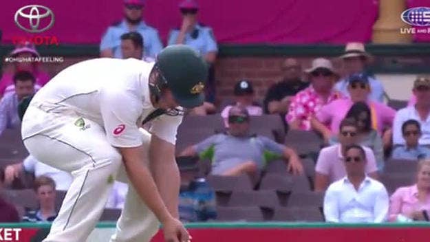 Some cricket player on some continent (Australia) gets hit in the nuts from about five feet away.