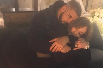 Drake and Jennifer Lopez pose for an Instagram photo.