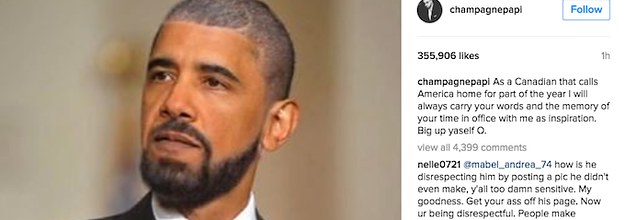 Drake accused of 'making it about himself' after posting Obama