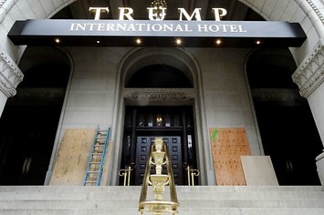 New Trump hotel in Washington D.C. tagged with Black Lives Matter graffiti.