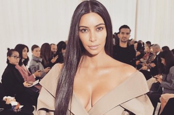 This is Kim Kardashian at Paris Fashion Week 2016.
