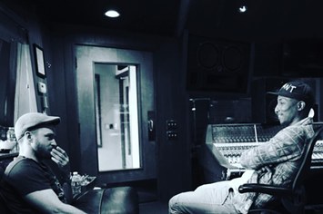 This is Justin Timberlake in the studio with Pharrell Williams.