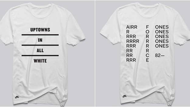Artist Brian Roettinger designed these Nike Air Force 1 T-shirts for ComplexCon.