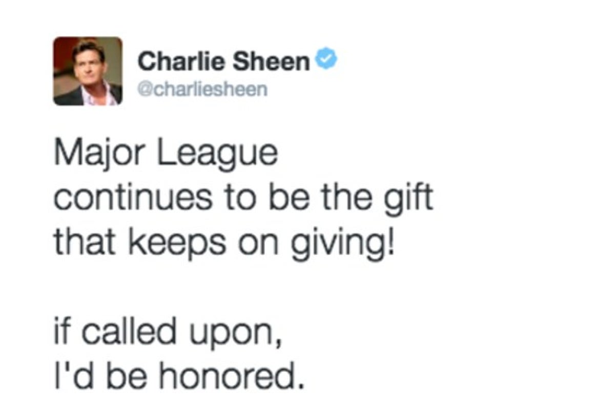 Charlie Sheen would be 'honored' to throw out the first pitch at