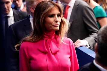 Melania Trump wears Gucci pussy bow blouse to second presidential debate.