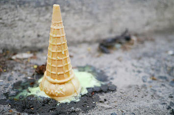 Dropped ice cream cone.