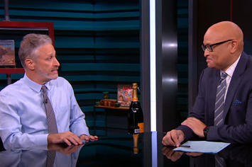 Jon Stewart and Larry Wilmore on 'The Nightly Show.'