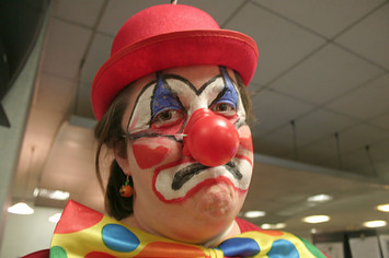 This clown is sad because everyone hates clowns.