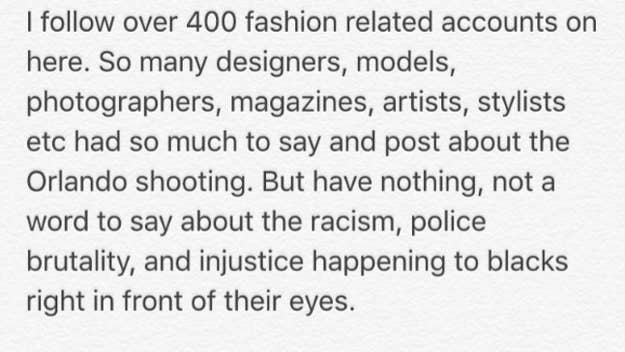 Models Torraine Futurum and Hari Nef share their disappointment with the fashion industry amid shootings of black men. 