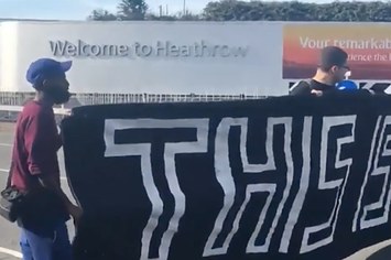 Black Lives Matter activists stage a protest at Heathrow Airport.