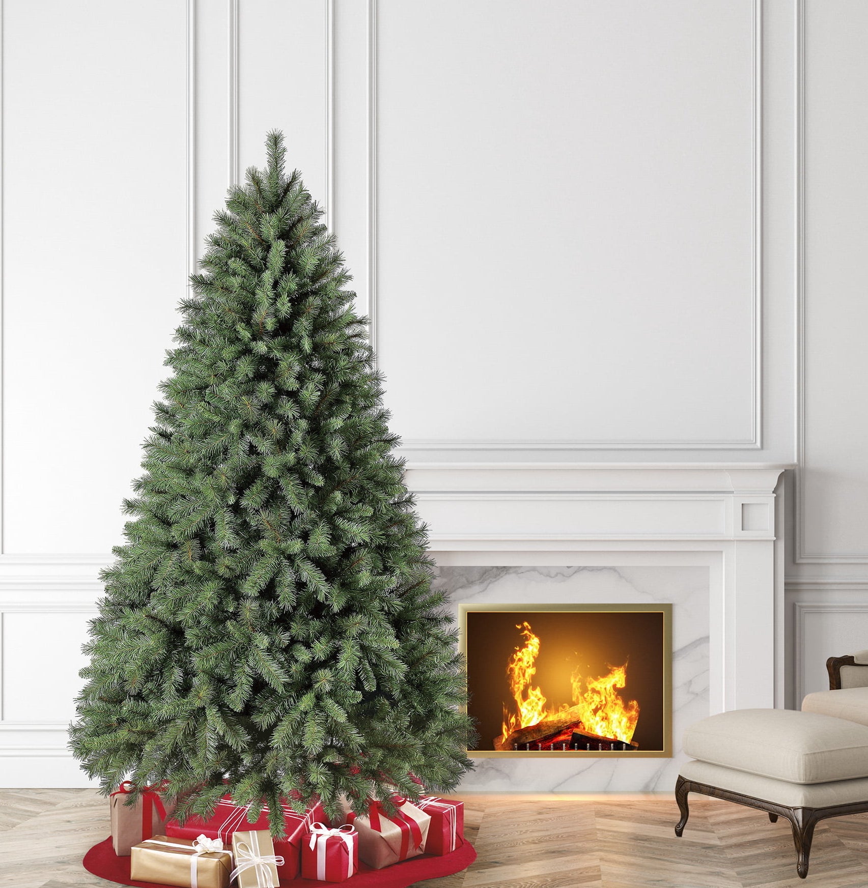 pre-lit faux Christmas tree